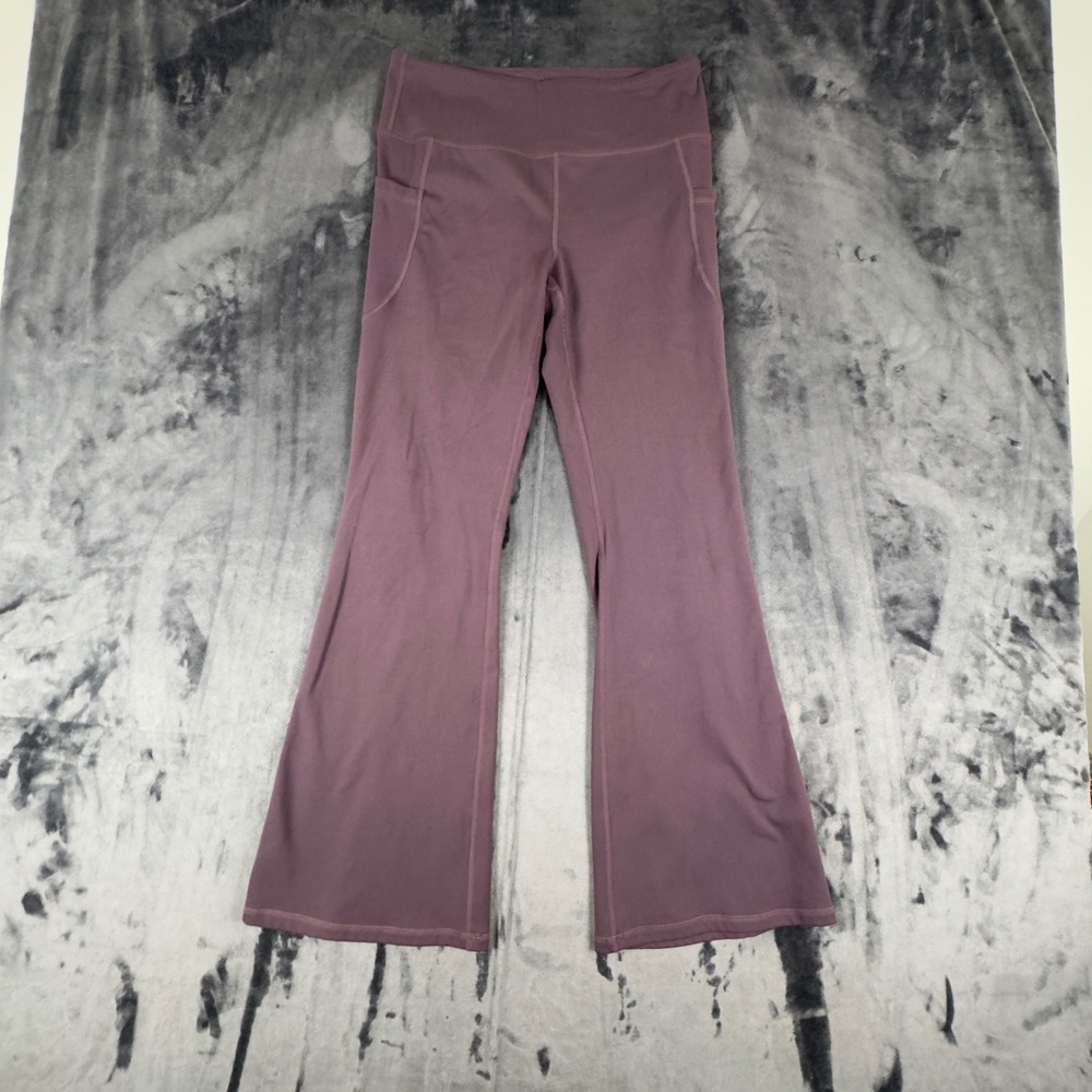 In Good State Yoga Pants Womens Large Purple Flare Leg High Waist Pockets 4733
